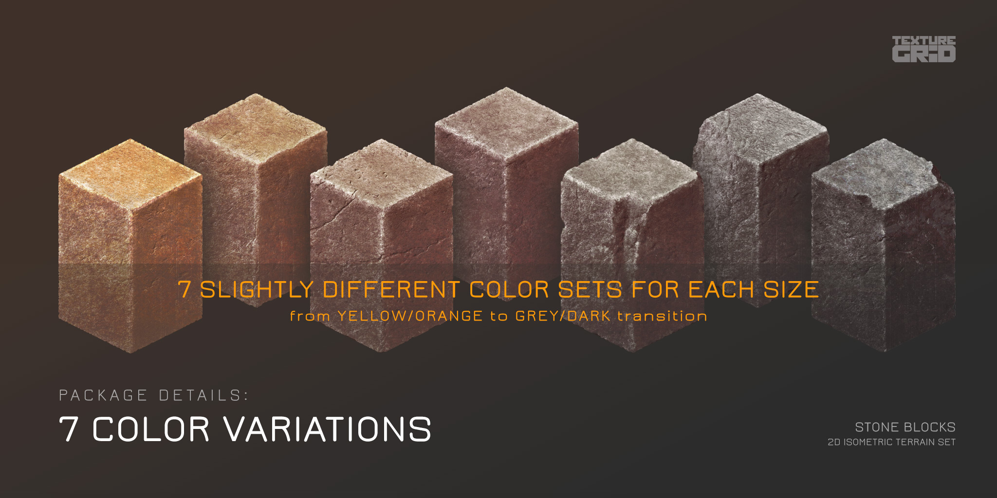 Stone Blocks tilesets in 7 slightly different color variations