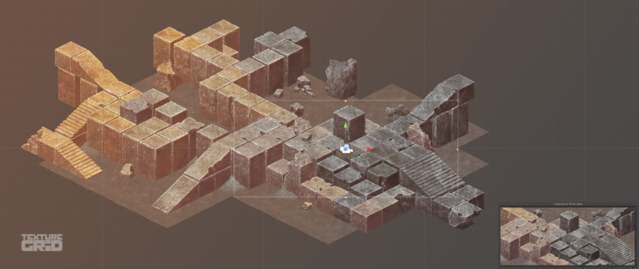 Stone Blocks terrain in Unity editor preview